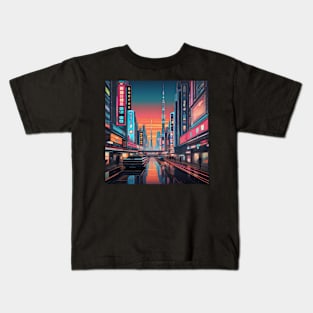 Retro futuristic Tokyo Kids T-Shirt